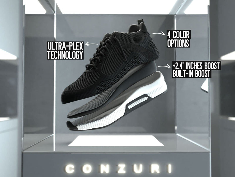 Conzuri Official V2 Cloud Runners Shoes for Men-Height Increasing Shoes Elevate Your Height by 2.4 Inches-Elevator Shoes for Casual/Professional Settings Stealth Black