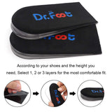 Dr.Foot Adjustable Orthopedic Heel Lift Inserts, Height Increase Insole for Leg Length Discrepancies, Heel Spurs, Heel Pain, Sports Injuries, and Achilles tendonitis (Black, 3 Layers - L)