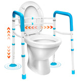 Gillion Toilet Safety Rails- Width Adjustable Toilet Safety Frame & Rails for Elderly Senior, Sturdy Toilet Support Handrail for Disabled Handicap, Toilet Handles Bars Fit any toilet