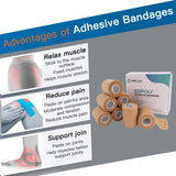 Self Adhesive Wrap Cohesive Bandages 12 Count 3" x 5 Yards, Medical Tape, Adhesive Flexible Breathable First Aid Non Woven Rolls, Stretch Athletic, Ankle Sprains & Swelling, Sports