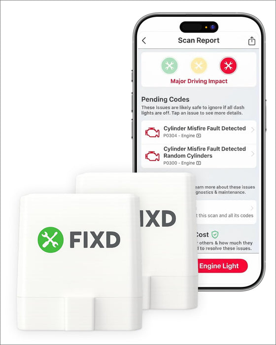 FIXD Bluetooth OBD2 Scanner for iPhone & Android - Diagnostic Scan Tool for Repairs and Car Buying - Check Engine Code Reader & Enhanced Codes - (2 Pack w/Free 14-Day FIXD Premium Bundle)