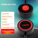 FARBIN Horn Push Button with Quick Connector, Momentary Switch with 3 Meters Wire, Round Red Cap Button Switch for Air Horn, DIY Electronics Accessories (Flat Button)