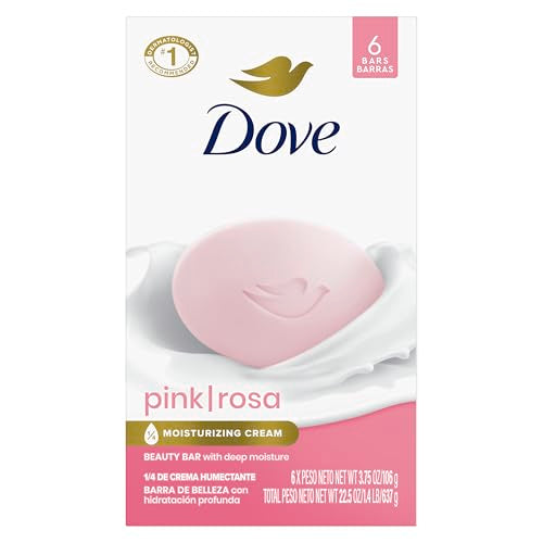 Dove Beauty Bar Gentle Skin Cleanser Pink 6 Bars Moisturizing for Gentle Soft Skin Care More Moisturizing Than Bar Soap 3.75 oz
