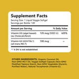 AMANDEAN Vegan Vitamin D3 K2. 5000 iu from Algae. All-Trans MK-7. 120 Softgels. Plant-Based & Carrageenan Free. Organic Coconut Oil Blend. for Mood, Bones, Heart, Teeth, Immune Health.