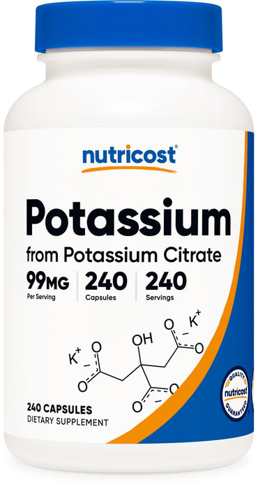 Nutricost Potassium Citrate 99mg, 240 Capsules - Gluten Free, Non-GMO