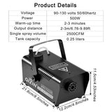 Fog Machine Smoke Machine with Wireless Remote, One-Key Lock Automatic Smoke Spray, 500 Watt Portable Fogger for Halloween Parties Wedding Christmas and Stage Effect