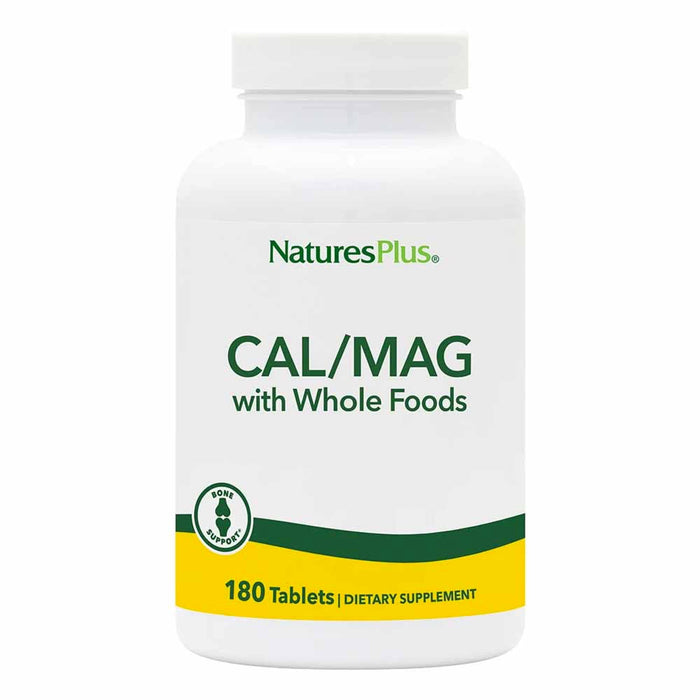 NaturesPlus Cal/Mag - 500 mg Calcium, 250 mg Magnesium, 180 Vegetarian Capsules - Gluten-Free - 90 Servings