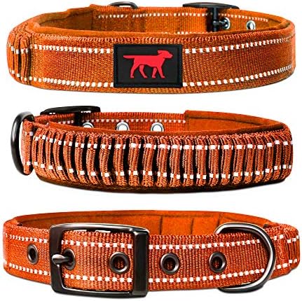 Heavy Duty Dog Collar With Handle | Ballistic Nylon Heavy Duty Collar | Padded Reflective Dog Collar With Adjustable Stainless Steel Hardware | Convenient Sizing for All Breeds