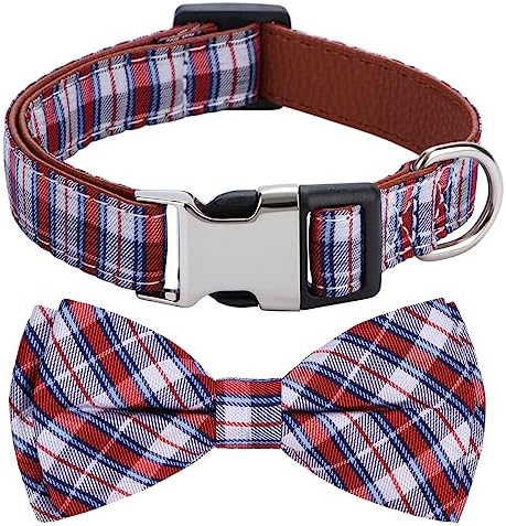 Rhea Rose Bowtie Dog Collar Striped Orange White Medium