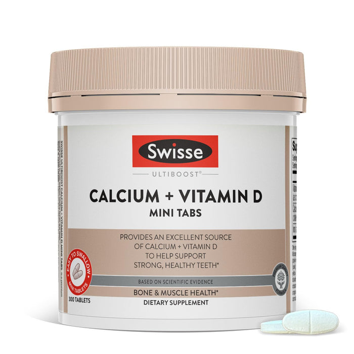 Swisse Mini Calcium with Vitamin D | 830mg Calcium Citrate with Vitamin D3 | Calcium Supplement for Women & Men | Bone Strength Support | Calcio | 300 Mini Tablets | 2-Month Supply