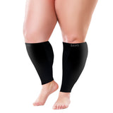 BAMS Plus Size Calf Compression Sleeve for Women & Men, Viscose from Bamboo Extra Wide Leg Support for Shin Splints, Leg Pain Relief and Support, Swelling, Travel (Calf Black, 3XL)