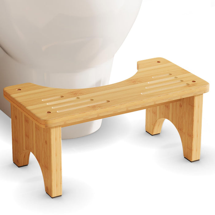 Uaniar Bamboo Toilet Stool, Wooden Squatting Potty Stool for Adults, 7 Inch Toilet Stool Squat Adult, Non-Slip Wood Poop Stool for Bathroom, Portable Toilet Foot Pooping Stool, Step Stool for Kids