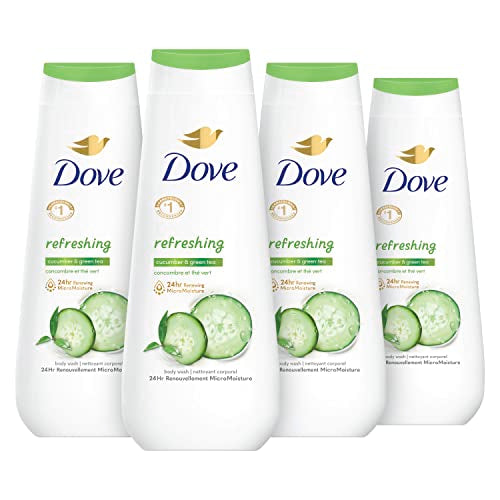 Dove Body Wash Refreshing Cucumber and Green Tea Refreshes Skin Cleanser That Effectively Washes Away Bacteria While Nourishing Your Skin 20 oz (Pack of 4)