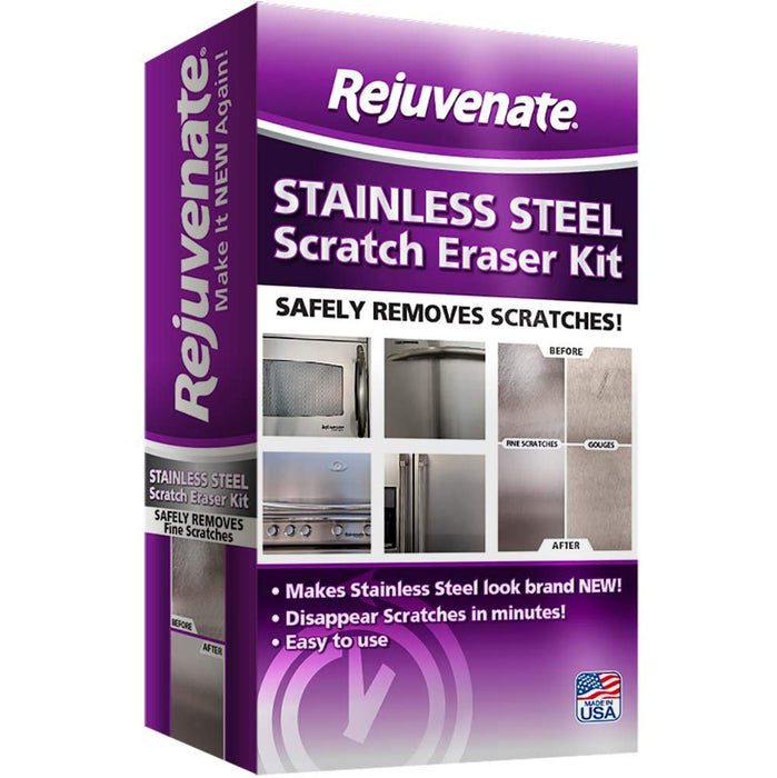 Rejuvenate Stainless Steel Scratch Eraser Kit Safely Removes Scratches Gouges Rust Discolored Areas Makes Stainless Steel Look 6 Piece Kit