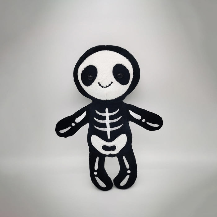 Riyxxiw Cute Skeleton Figure Plush Toy 12 inch Skull Plushies Stuffed Animal Christmas Halloween Plush Decor Birthday Gifts for Kids, Black