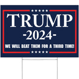 Factory Crafts Made In USA, Not China | Trump 2024 Yard Sign | Take America back Blue lawn Rally Placard | Outdoor Decoration 18" x 12" Double Sided Print with H-Stake (3RD TIME)