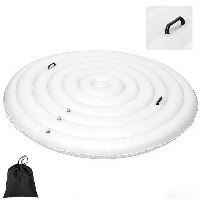 Inflatable Hot Tub Cover Round Replacement All Saluspa Intex Spa Covers Insert One Size Fits All Insulated Thermal Energy Saving Hot Tub Lid Replacement Used for Rain-Proof Snow-Proof （with Handle）