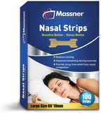 MASSNER Nasal Strips for Snoring, Large 100 Pack - Extra Strength Anti Snoring Solution for Men, Women - Clears Air Way to Breathe Better - Sleep Right, Snore Less - Stuffy Nose Relief for Congestion