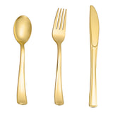 N9R 500PCS Gold Plastic Silverware - Gold Plastic Cutlery Set Disposable Flatware Dinnerware -200 Gold Forks, 150 Gold Spoons, 150 Gold Knives for Party, Birthday, Wedding Gold Utensils