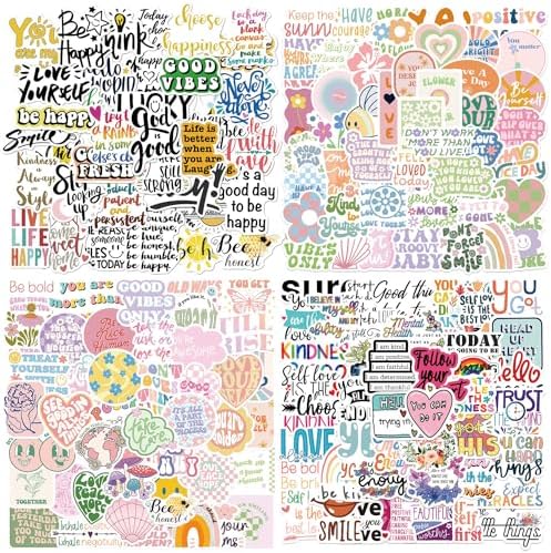 200Pcs Motivational Quote Stickers, Positive Stickers Waterproof Vinyl Stickers for Water Bottle Hydroflasks Laptops Computers Phone for Women Adults Teachers Employees