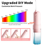 JIMOK Water Dental Flosser Cordless for Teeth Portable Oral Irrigator, 4modes with DIY, 6jet Tips, Removable Water Tank for Easy Cleaning, Portable Case for Home Travel(Gradient Pink)