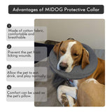 MIDOG Dog Cone Collar, Inflatable Dog Neck Donut Collar Alternative After Surgery, Soft Protective Recovery Cone for Small Medium Large Dogs and Cats Puppies - Alternative E Collar (Gray, XL)