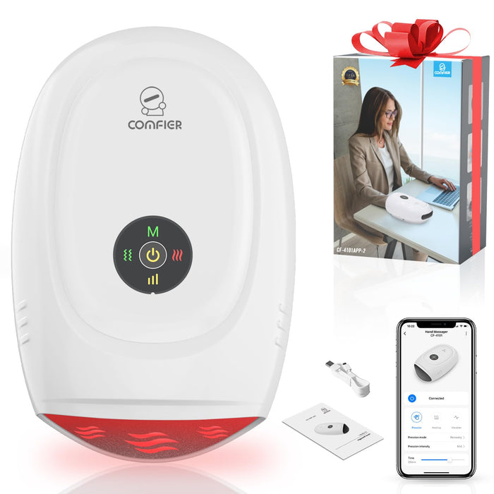 COMFIER Hand Massager with Heat and Compression, Cordless Hand Massager with Intelligent APP Control for Arthritis & Carpal Tunnel,Pain Relief, Mother's Day Gifts for Moms, Dads, Women and Man