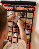 Happy Halloween Advent Countdown Calendar Decoration for Kids and Family by My Growing Season | Wall Hanging Fabric Decor with Detachable Friendly Ghost Finger Puppet