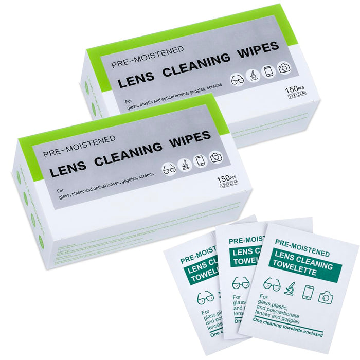 SUMERBOX 300 Count Lens Wipes for Eyeglasses, Pre-Moistened Lens Cleaning Wipes Individually Wrapped, Scratch & Streak-Free Eye Glasses Cleaner for Sunglasses, Computer Screens, Optical Lens
