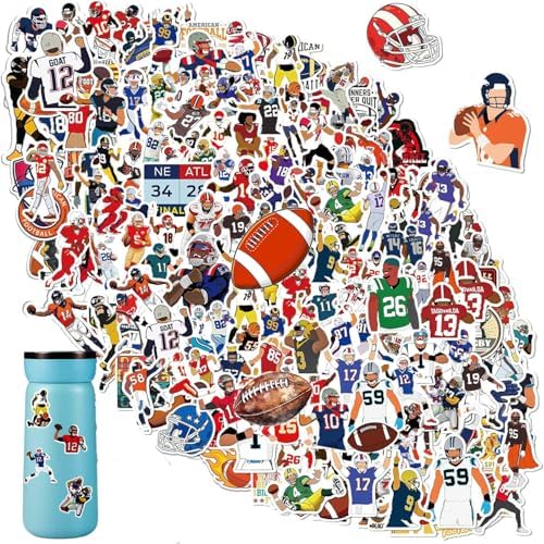 150 Pcs Sports Stickers,Football Stickers,32 Ball Stickers+32 Helmet Stickers,Hydroflask Bottles Waterproof Vinyl Stickers(Ball&Helmet)
