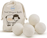 Wool Dryer Balls 6-Pack XL Laundry Dryer Balls Reusable Natural Fabric Softener New Zealand Organic Wool Handmade Reduce Wrinkles & Shorten Drying Time by WANTELL (White, XL)