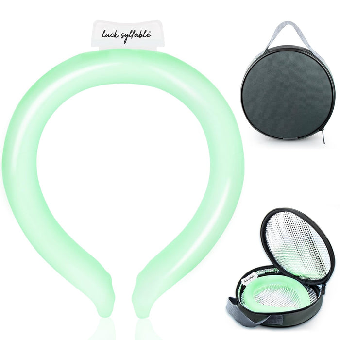 Neck Cooling Tube with Cold Insulated Bag, Reusable Wearable Neck Cooler Ring, Cooling Neck Wraps for Summer Heat Outdoor Indoor (Green)