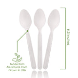 Ecovita 100% Compostable Spoons - 500 Large Disposable Utensils (6.5 in.) Bulk Size Eco Friendly Durable and Heat Resistant Alternative to Plastic Spoons with Convenient Tray