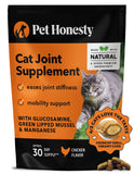 Pet Honesty Cat Hip & Joint Health Chews - Glucosamine for Cats, Cat Joint Support Supplement, Cat Health Supplies & Hip Support, Cat Vitamins for Indoor Cats & Outdoor Cats - Chicken (30-Day Supply)