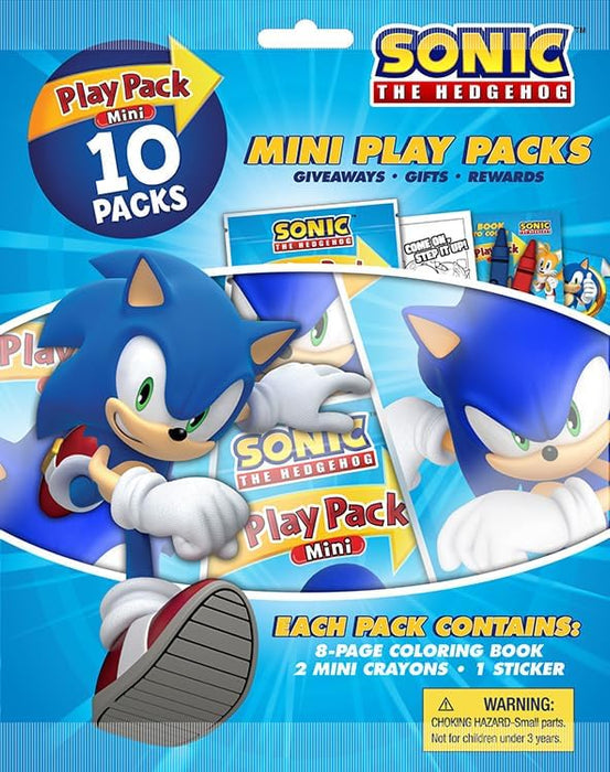 Bendon Sonic the Hedgehog Play Packs | Sonic Party Favors | Sonic Coloring Pad, 2 Mini Crayons, and a Sticker | Officially Licensed | 10-Pack