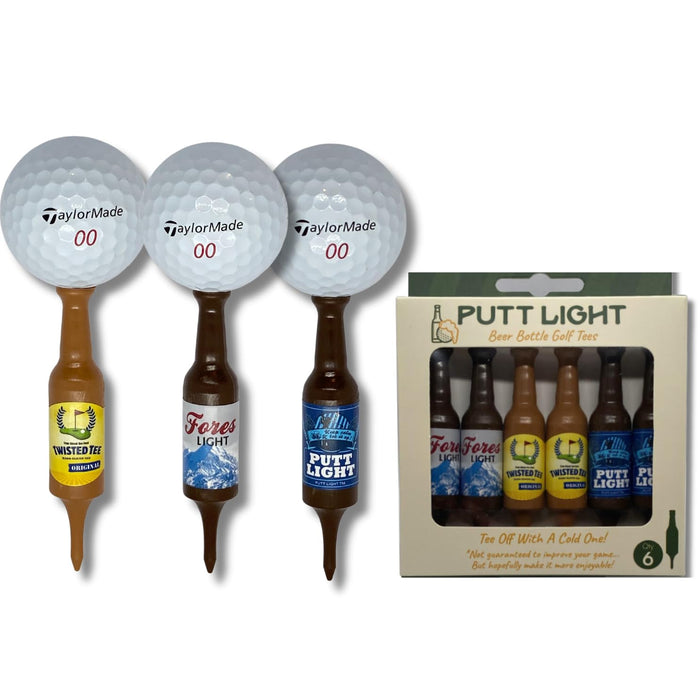 Putt Light Tees Beer Bottle Golf Tees (Variety Pack) - Virtually Unbreakable Golf Tees - Recylable Plastic Golf Tees - Perfect for Christmas or Birthday Gifts - 3-1/4 Inch Tall