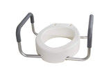Essential Medical Supply Raised Elevated Toilet Seat Riser for a Standard Round Toilet with Padded Aluminum Arms for Support and Compatible with Toilet Seat, Standard, 17.5 x 13.5 x 3.5 Inch