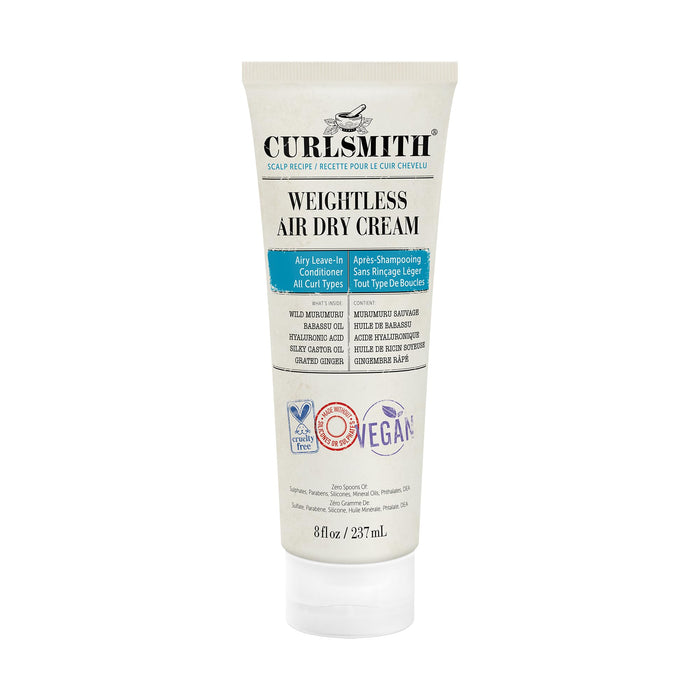 CURLSMITH - Weightless Air Dry Cream - Vegan Leave-In Conditioner for Any Hair Type, Smooths Hair (8 fl oz)