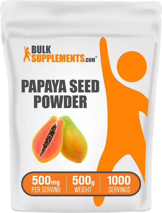 BulkSupplements.com Papaya Seed Powder - from Carica Papaya Seeds, Papaya Powder - Papaya Digestive Support, Gluten Free & Sugar Free, 500mg per Serving, 500g (1.1 lbs)