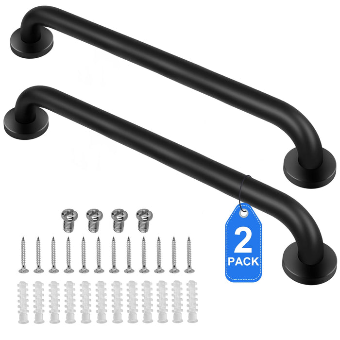 2 Pack Shower Grab Bar, Stainless Steel Bathroom Grab Bar, Shower Handle, Bath Handle, Grab Bars for Handicap Elderly Seniors Bathroom Safety Grab Bar (24 Inch，Black)