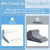 FSCGIFE Bed Wedge Pillow for Sleeping 3PCS, 20-in-1 Adjustable Memory Foam Wedge Pillow for Acid Reflux, 3-in-1 Incline Wedge Pillow for After Surgery, Snoring, Back Pain(White)