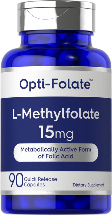 Carlyle L Methylfolate 15mg | 90 Capsules | Max Potency | Optimized and Activated | Non-GMO, Gluten Free | Methyl Folate, 5-MTHF | by Opti-Folate