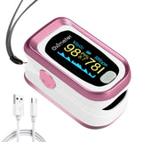 TYNDALL Pulse Oximeter Rechargeable, Oximeter Finger with Pulse and Oxygen, Oxygen Monitor Fingertip, Heart Rate Monitor Finger, Oximetry for Sports Aviation Use Only (Pink)