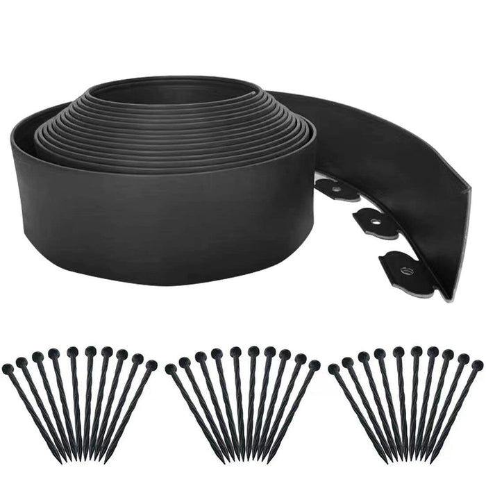 Garden Edging Borders 20FT,Landscape Edging Black[Extra Tall 4IN High] with 30pcs Plastic Stakes, Lawn Edging Flexible DIY Fence for Landscaping,Flower Bed,Grass,Gravel,Tree Surrounding