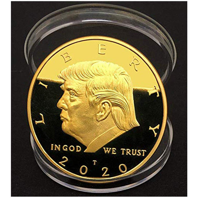 Trump Coin; 2020 Donald Trump Large 24kt Gold Plated United States Eagle Commemorative Collectible Coin of Original Design