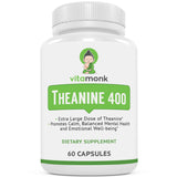 VitaMonk L Theanine 400mg Supplement - L-Theanine 400mg with No Artificial Fillers - Extra Strength L Theanine Supplement - Ltheanine 60 Capsules