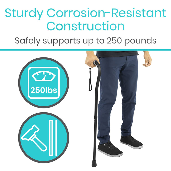 Vive Walking Cane for Women, Men, Elderly - Patented Offset Grip - Lightweight Adjustable Walking Aid with a Non-Slip Tip - Sturdy Balancing Mobility Aid for Seniors