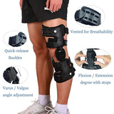 Komzer OA Unloader Knee Brace, Osteoarthritis Adjustable ROM Stabilizing Protection and Recovery from Load Reduction Arthritis Cartilage Repair Joint Pain Medial or Lateral Degeneration (Black, Left)