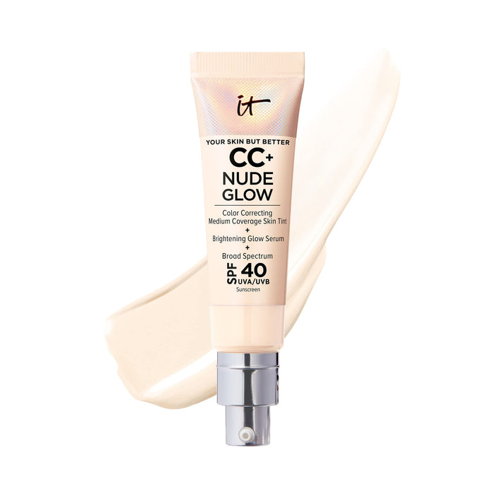 IT Cosmetics CC+ Nude Glow Lightweight Foundation + Glow Serum with SPF 40 - With Niacinamide, Hyaluronic Acid & Green Tea Extract - Fair - 1.08 fl oz