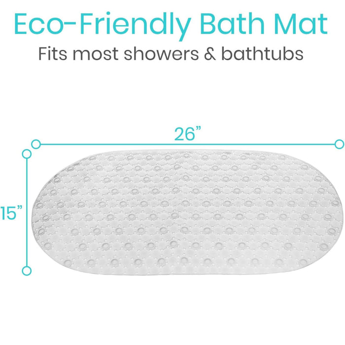 Vive Oval Bathtub Mat - Nonslip Shower Floor Pad - Non-Slip and Non-Skid for Bath Tub with Strong Rubber Suction Cup Grip - for Baby, Elderly, Kids, Bathroom (Gray)